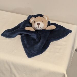 George Tan Bear  Baby Lovey Plush Security Blanket Blue Blanket.